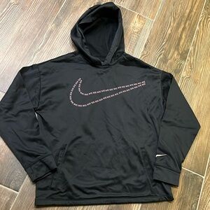 Girls black and pink Nike dri-fit loose fit hoodie with front pouch size XL